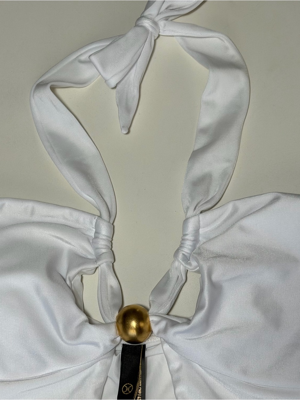 ViX Paula Hermanny Solid Brenda One Piece Swimsuit White - Gold Bead - Women’s M - Picture 15 of 16